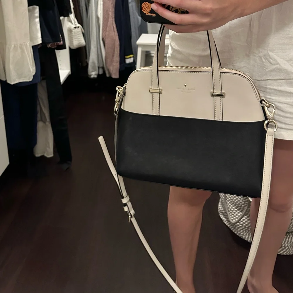 kate spade Black and Cream Two-Tone Crossbody Satchel - Picture 4 of 6